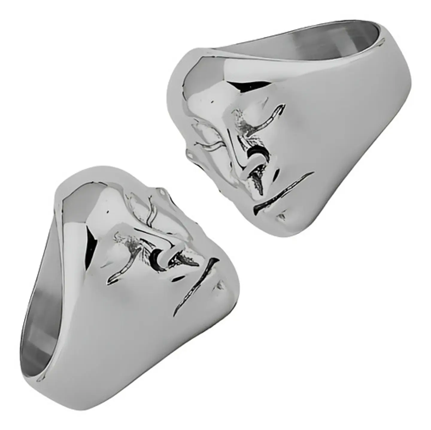 Anillo Doble Cara Craneo Calavera Acero Color Plata Hombre 3