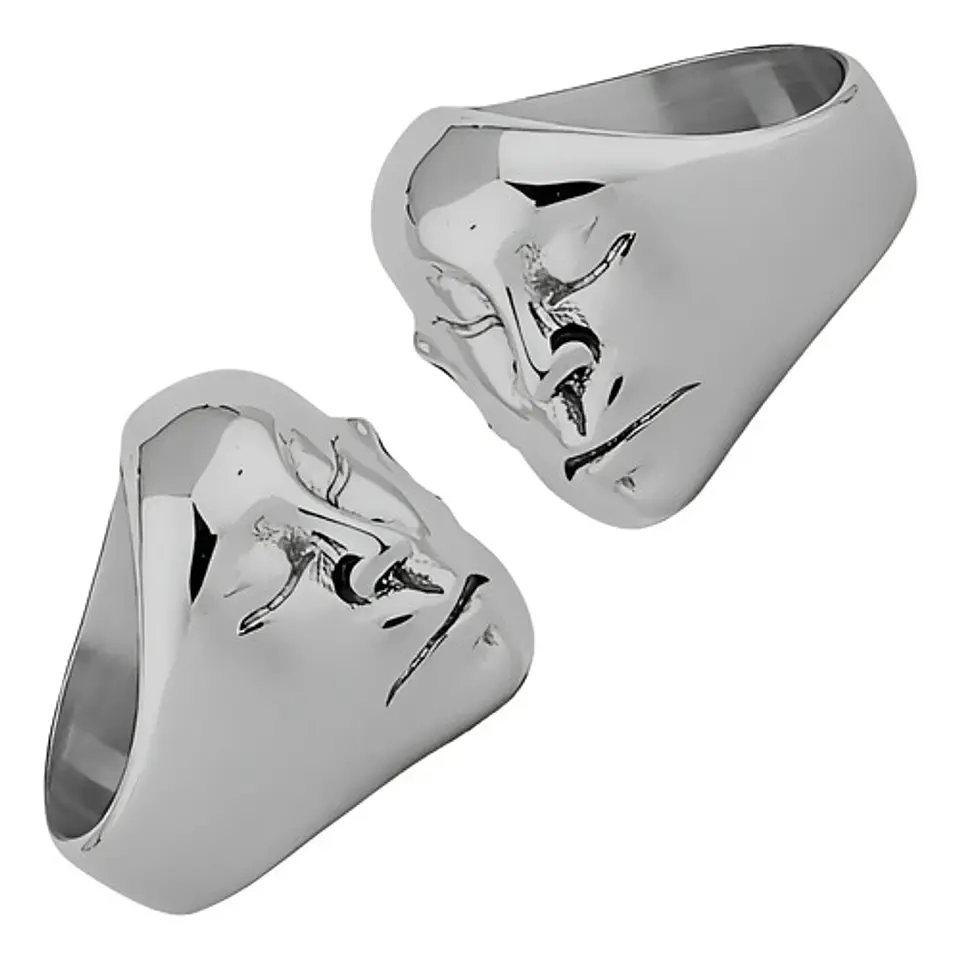 Anillo Doble Cara Craneo Calavera Acero Color Plata Hombre 3