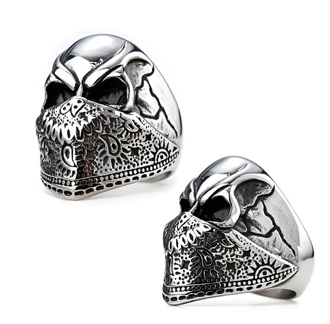 Anillo De Acero Biker Motociclista Cráneo Color Plata Hombre