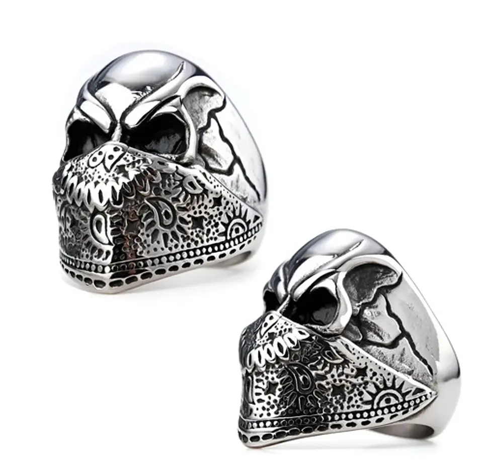Anillo De Acero Biker Motociclista Cráneo Color Plata Hombre 2