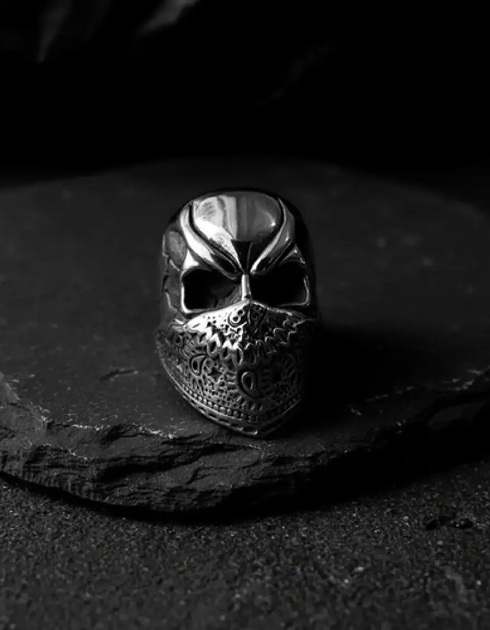 Anillo De Acero Biker Motociclista Cráneo Color Plata Hombre 9