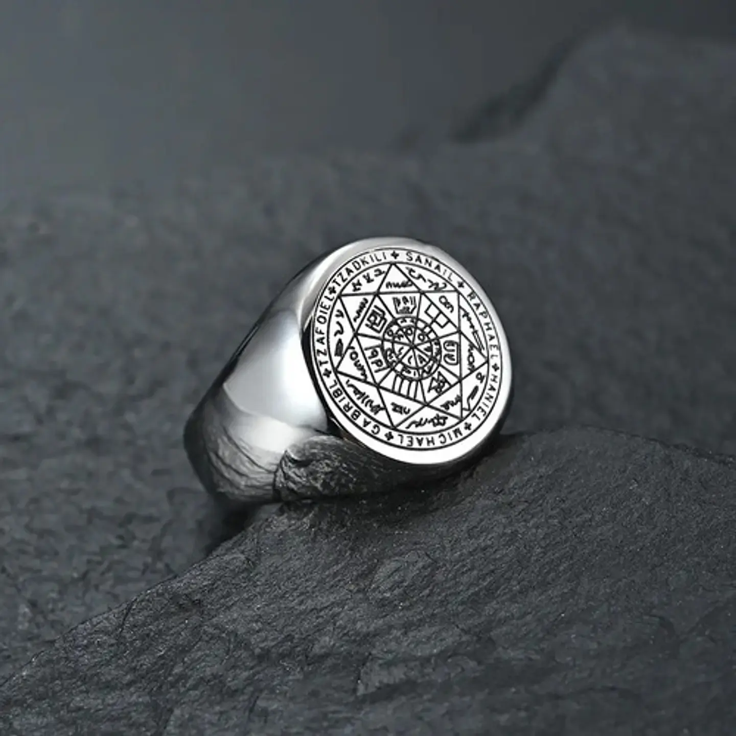 Anillo Estrella De 7 Puntas Magico Acero Color Plata Hombre 7