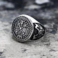 Anillo Brujula Vikingo Vegvísir Axe Acero Color Plata Hombre - Miniatura 6