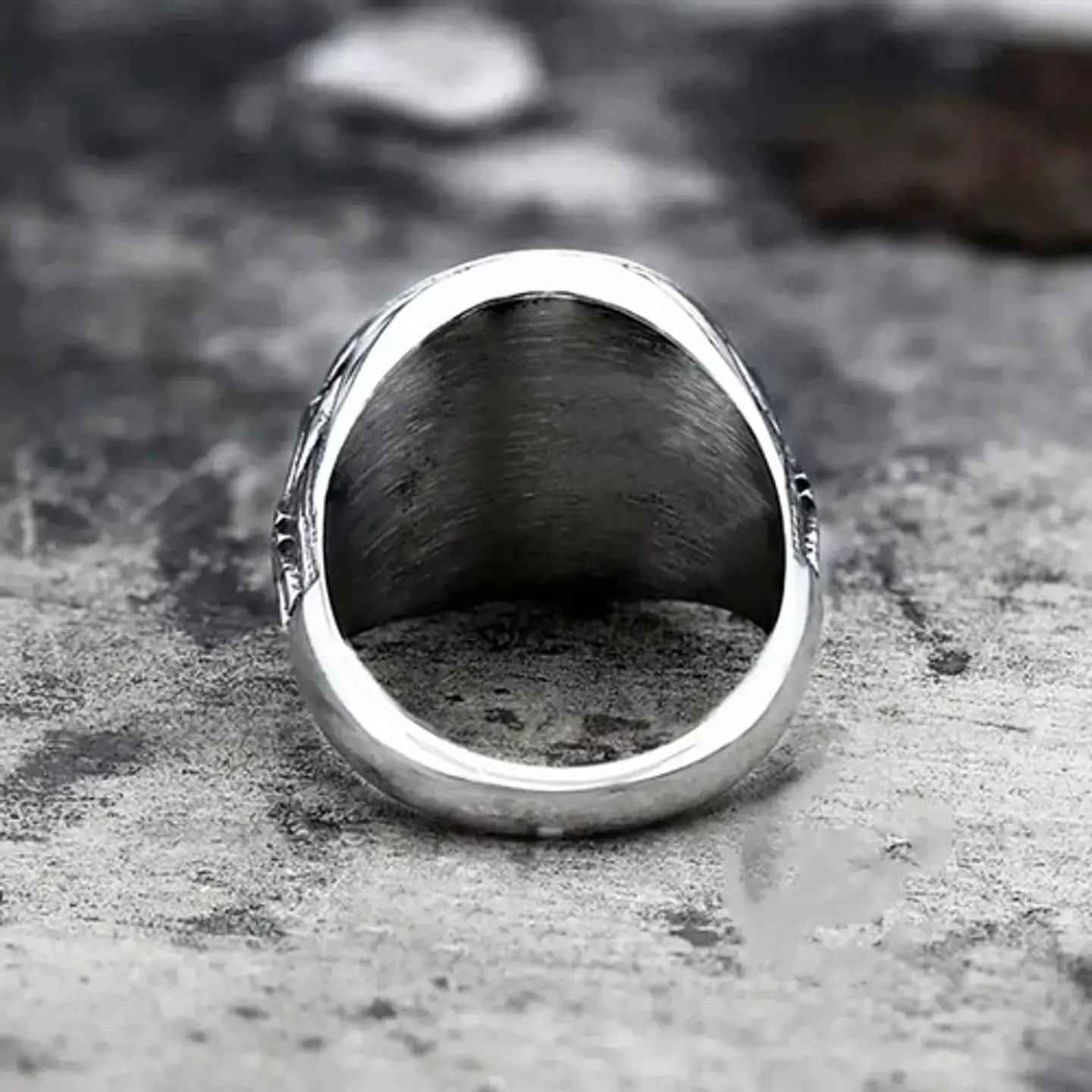 Anillo Brujula Vikingo Vegvísir Axe Acero Color Plata Hombre 8
