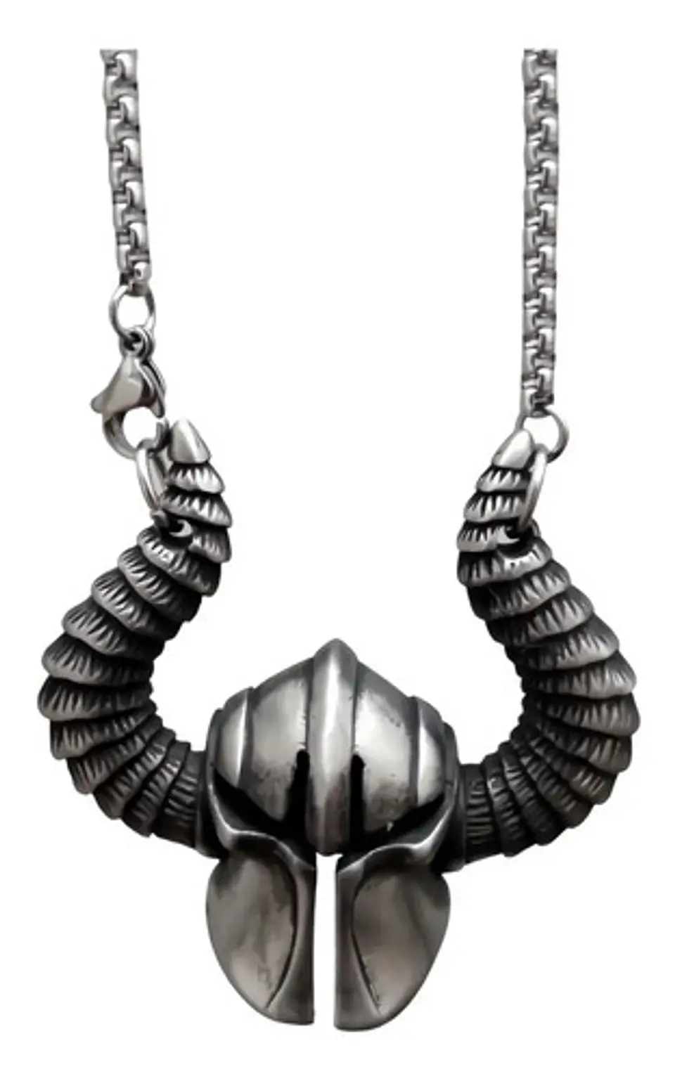 Collar Dije Casco Guerrero Vikingo Color Plata Acero Hombre 11