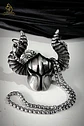 Collar Dije Casco Guerrero Vikingo Color Plata Acero Hombre - Miniatura 12