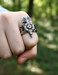Anillo Hombre Vikingo Nudo Cuervo Amuleto Acero Color Plata - Miniatura 3