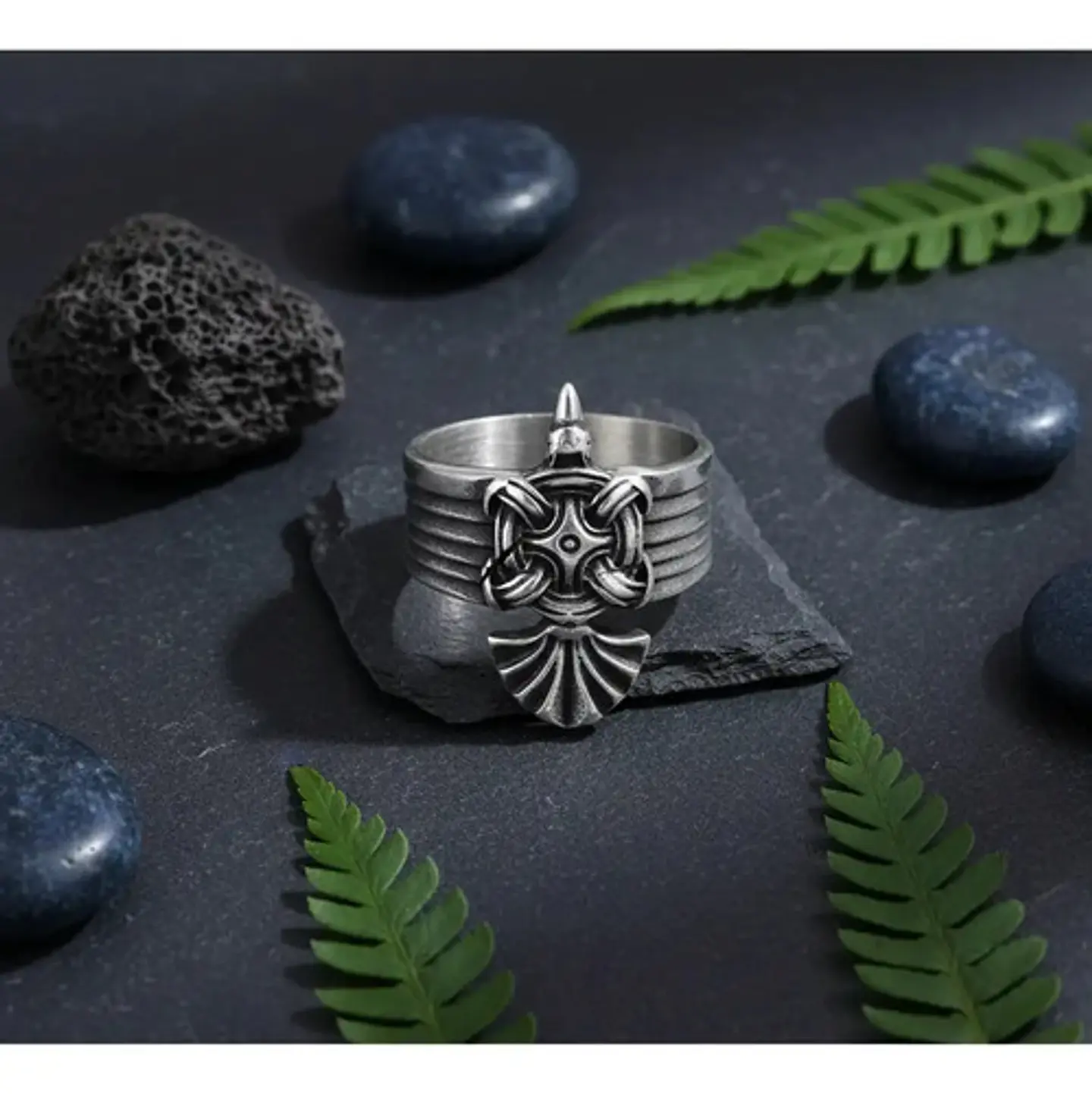 Anillo Hombre Vikingo Nudo Cuervo Amuleto Acero Color Plata 8