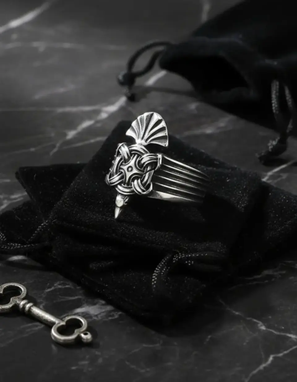Anillo Hombre Vikingo Nudo Cuervo Amuleto Acero Color Plata 9