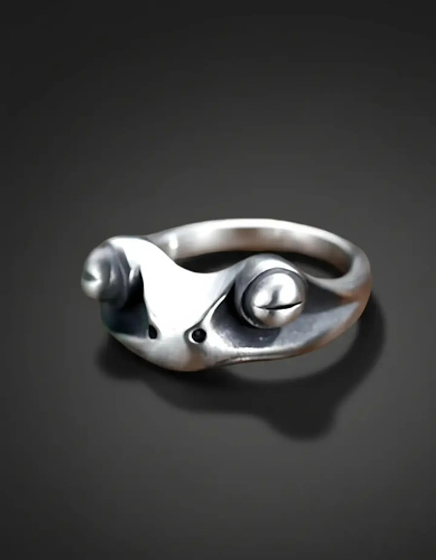 Anillo Argolla Acero Forma De Rana Color Plata Hombre Mujer 7