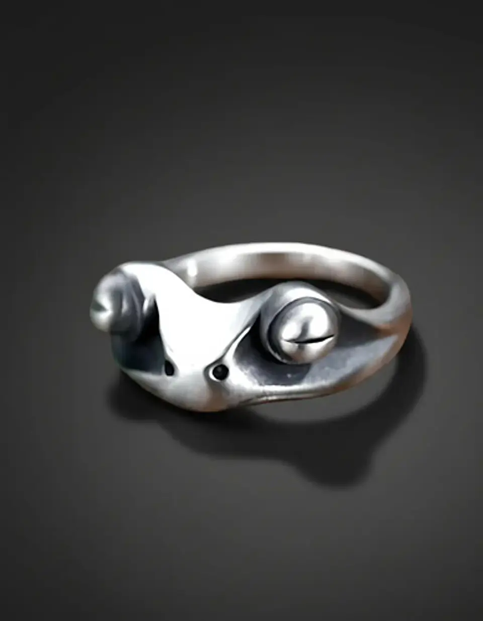 Anillo Argolla Acero Forma De Rana Color Plata Hombre Mujer 7