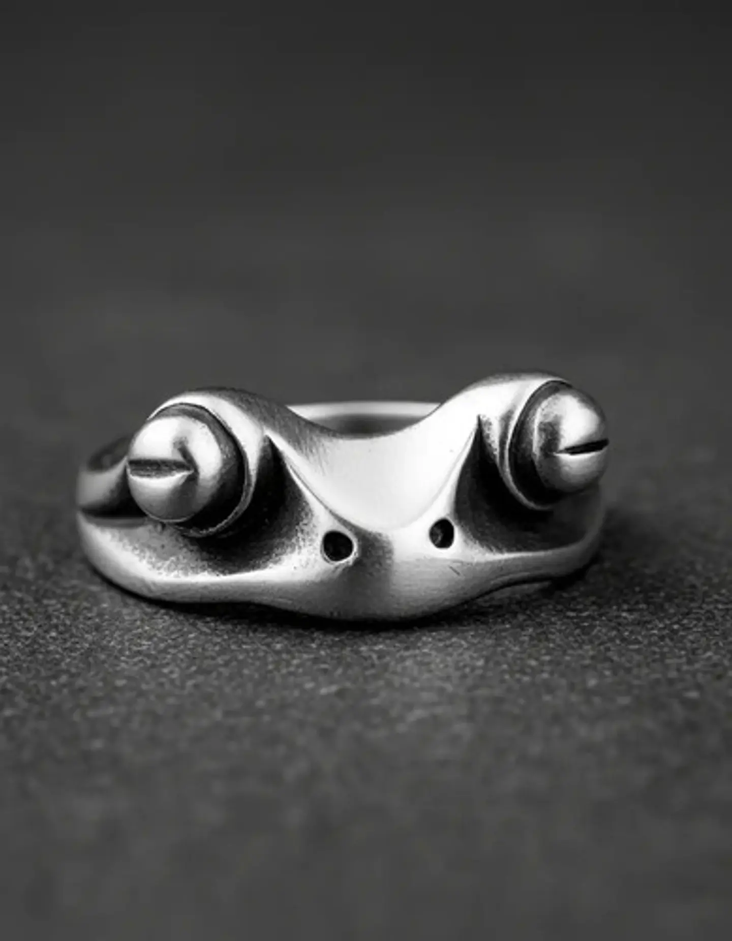 Anillo Argolla Acero Forma De Rana Color Plata Hombre Mujer 8