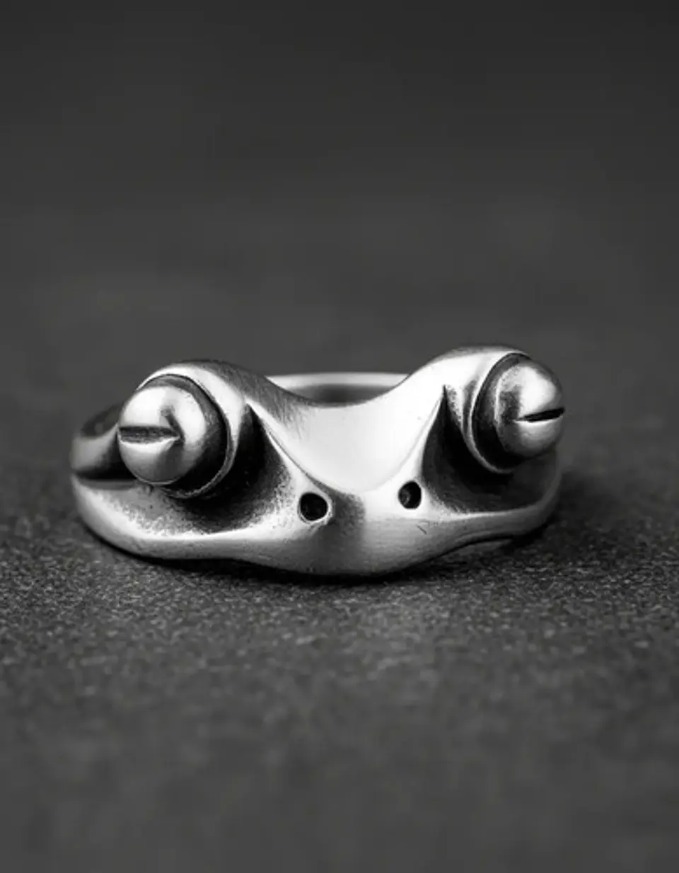 Anillo Argolla Acero Forma De Rana Color Plata Hombre Mujer 8