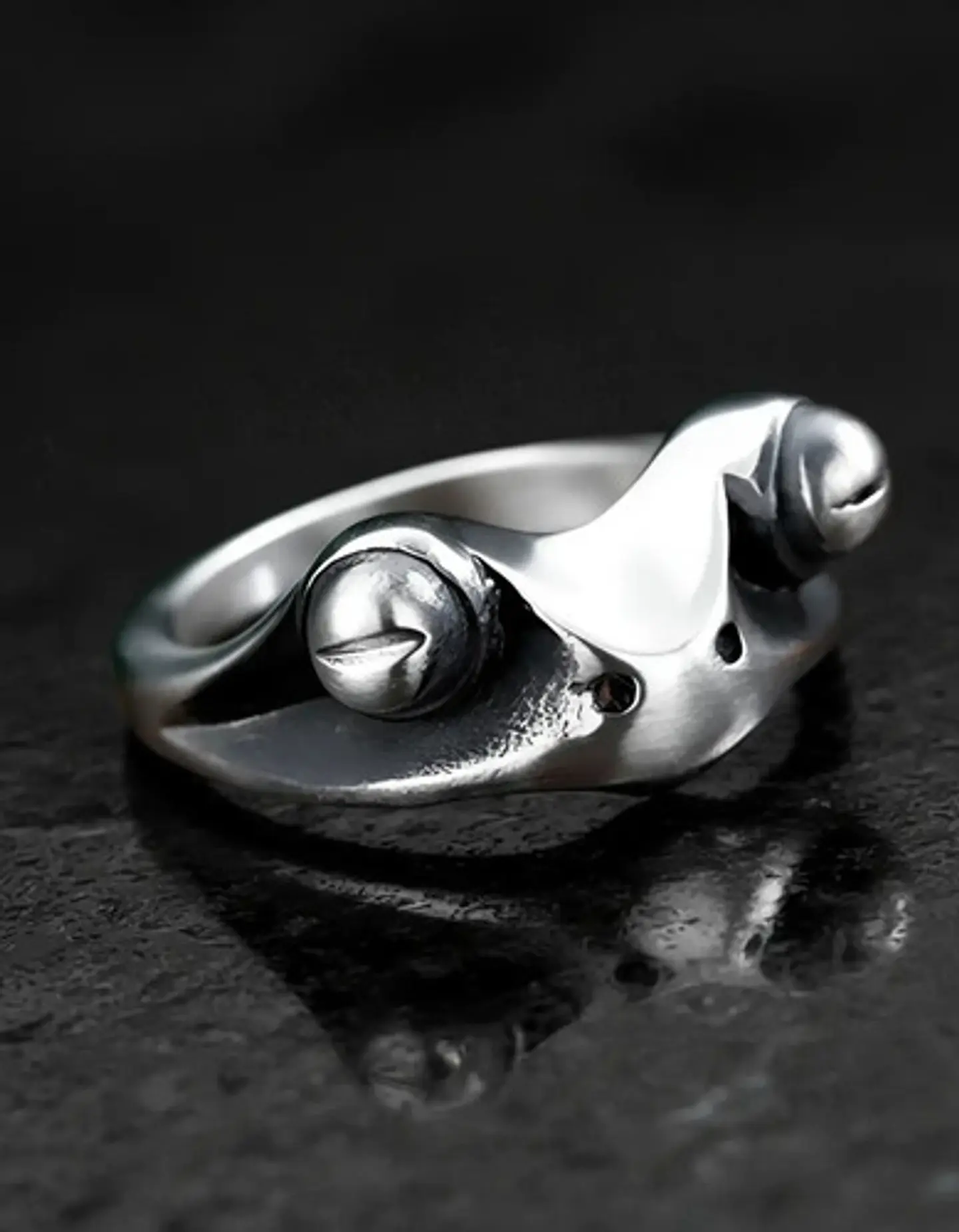 Anillo Argolla Acero Forma De Rana Color Plata Hombre Mujer 9