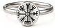 Anillo De Acero Vikingo Brujula Vegvísir Color Plata Mujer - Miniatura 1