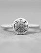 Anillo De Acero Vikingo Brujula Vegvísir Color Plata Mujer - Miniatura 3