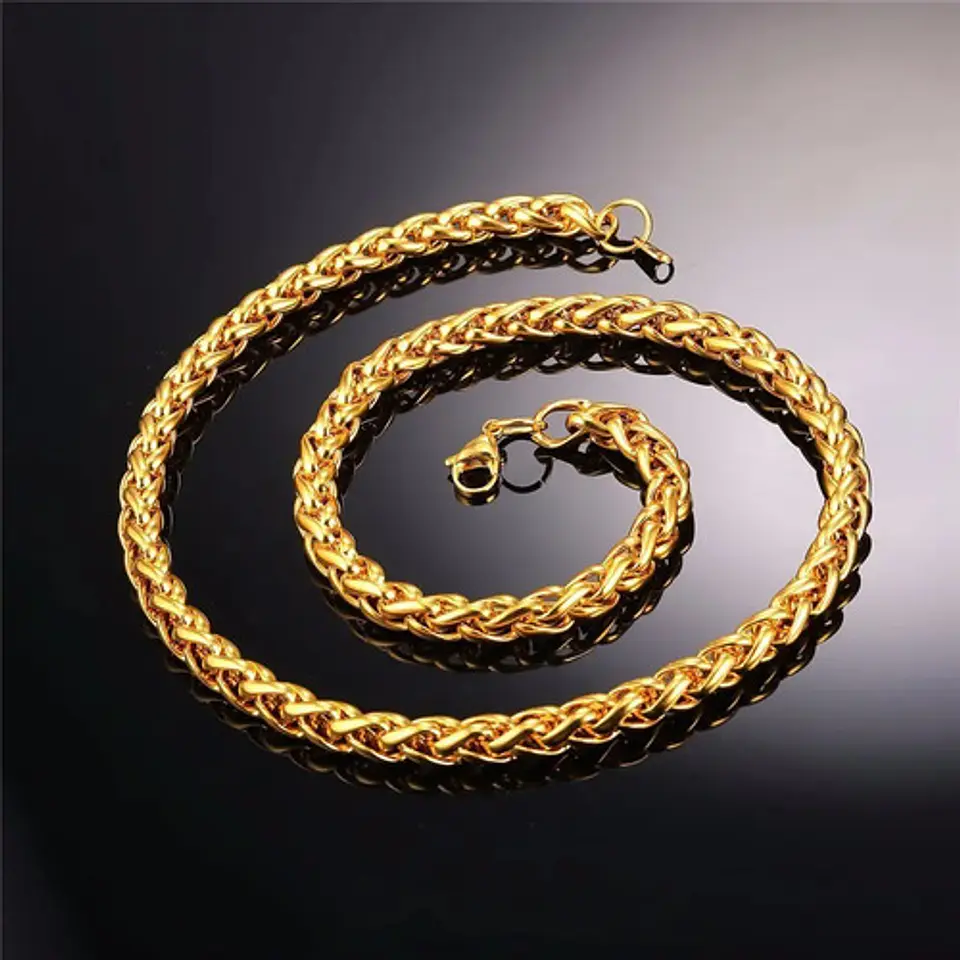 Cadena 4 Mm Acero 50 Cm Color Oro Espiga Urbana Hip Hombre 7