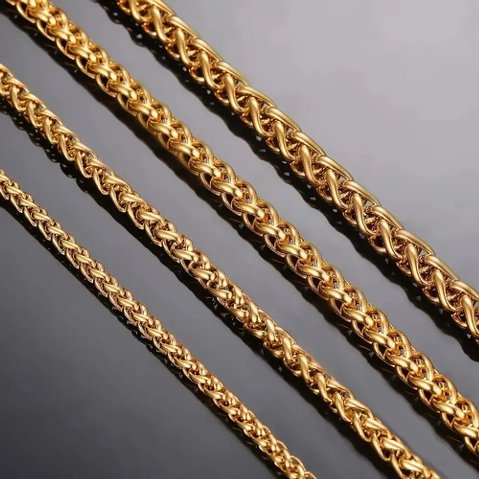 Cadena Espiga Para Hombre De 60 Cm De Acero Color Oro 5 Mm Dorado 5