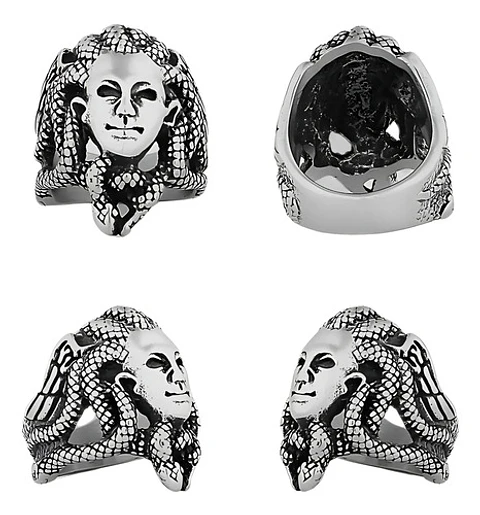 Anillo Medusa Mitologia Griega Acero Color Plata Para Hombre