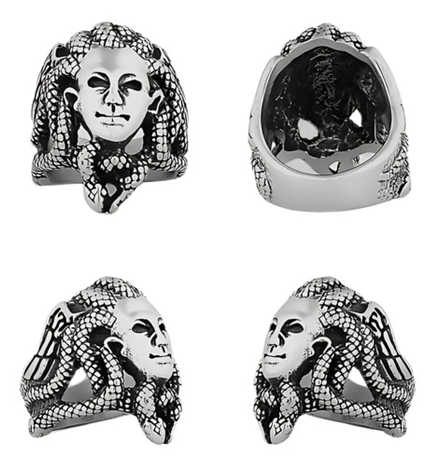 Anillo Medusa Mitologia Griega Acero Color Plata Para Hombre 2