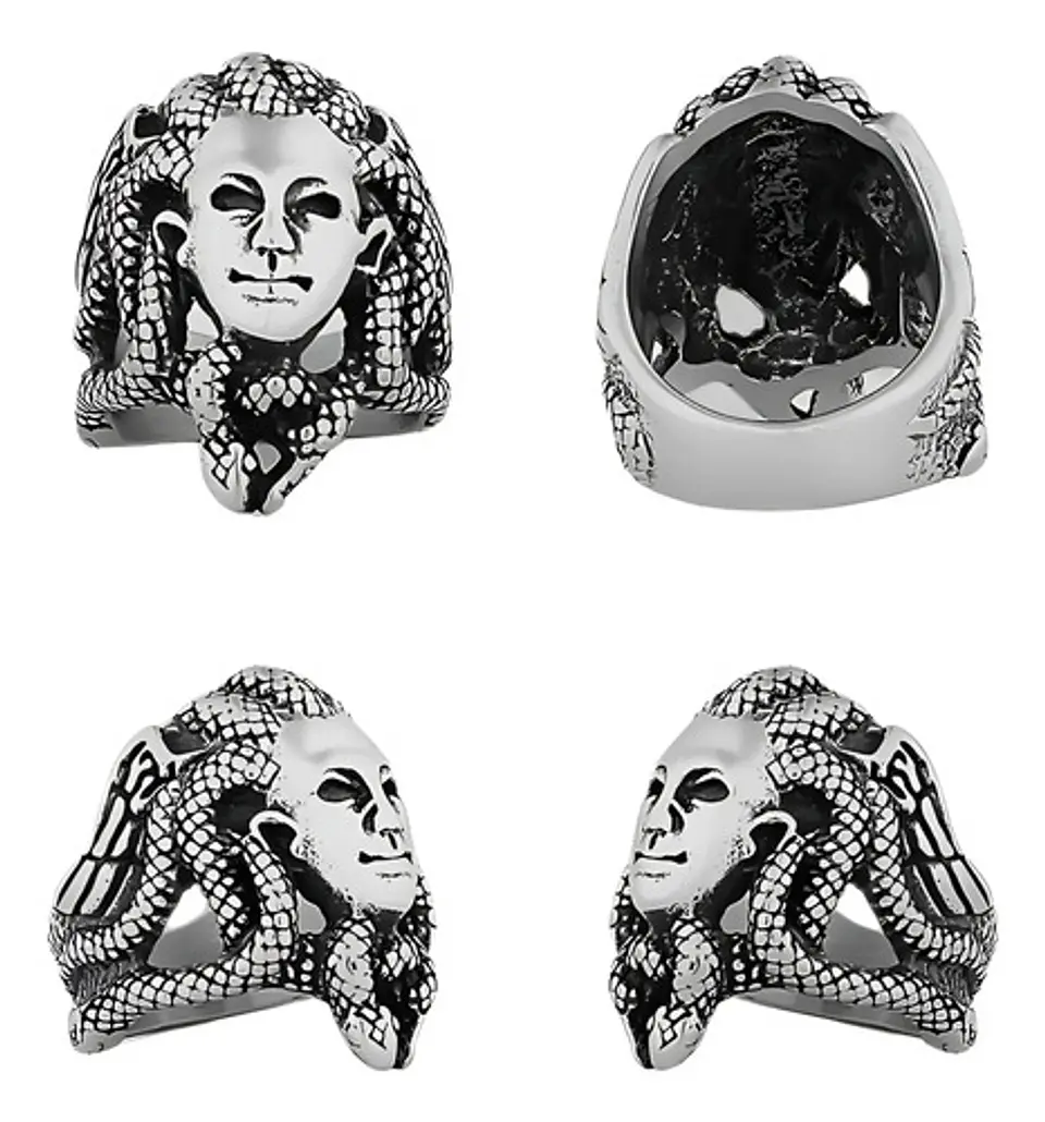 Anillo Medusa Mitologia Griega Acero Color Plata Para Hombre 2