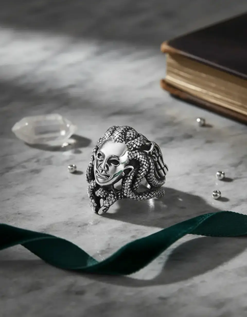 Anillo Medusa Mitologia Griega Acero Color Plata Para Hombre 4