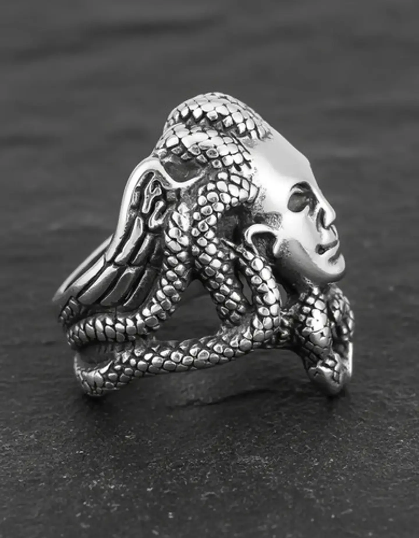 Anillo Medusa Mitologia Griega Acero Color Plata Para Hombre 6