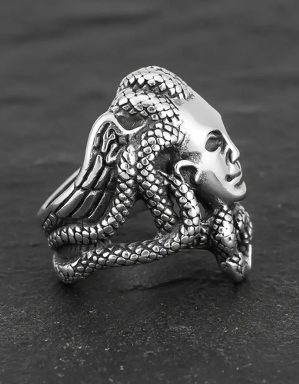 Anillo Medusa Mitologia Griega Acero Color Plata Para Hombre 6