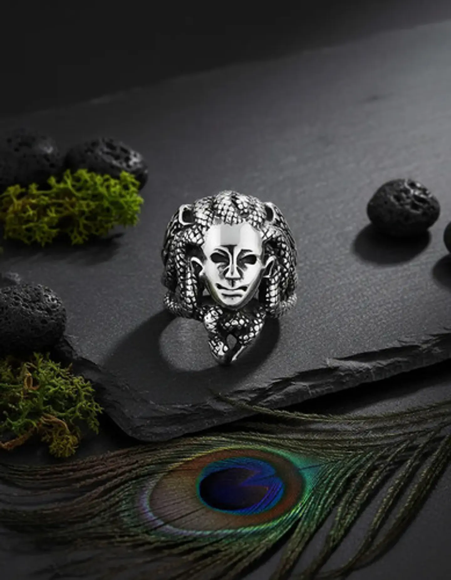 Anillo Medusa Mitologia Griega Acero Color Plata Para Hombre 7
