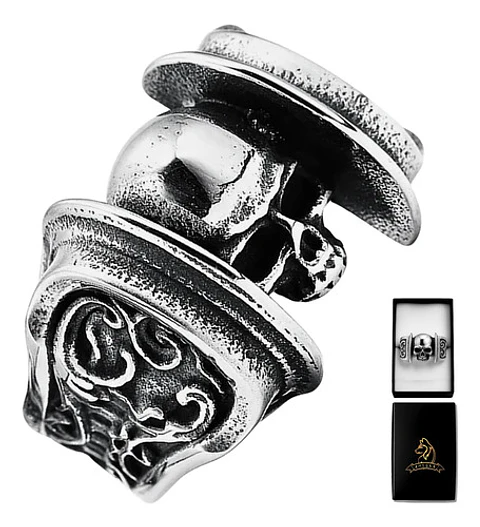 Anillo Acero Calavera Motociclista Cráneo Color Plata Hombre