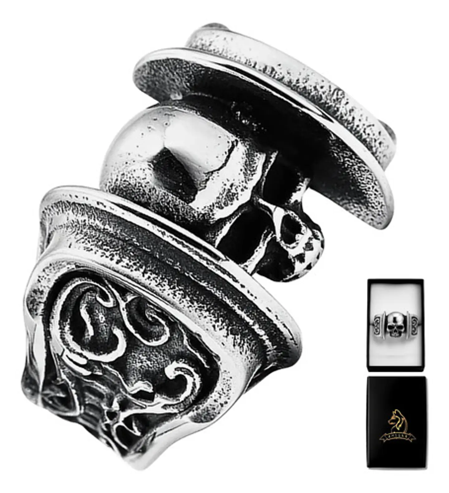 Anillo Acero Calavera Motociclista Cráneo Color Plata Hombre 1