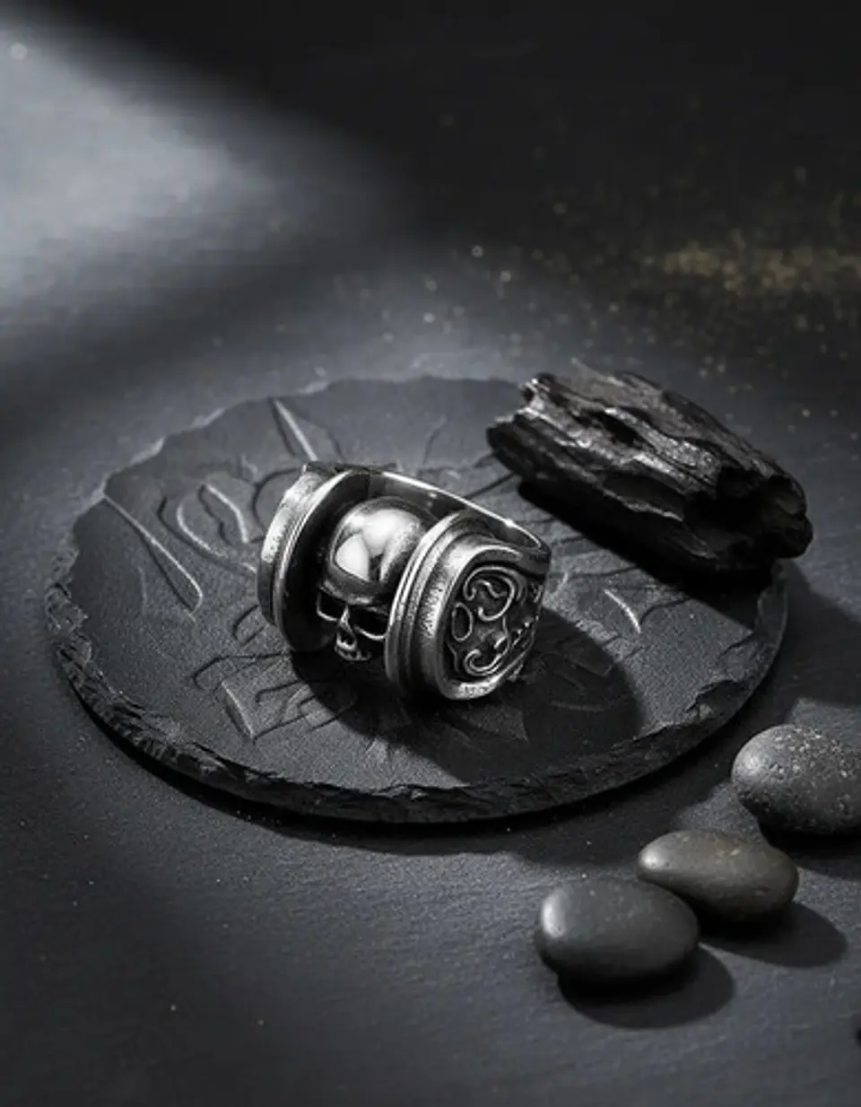 Anillo Acero Calavera Motociclista Cráneo Color Plata Hombre 7