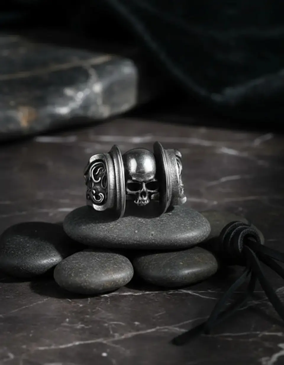 Anillo Acero Calavera Motociclista Cráneo Color Plata Hombre 9
