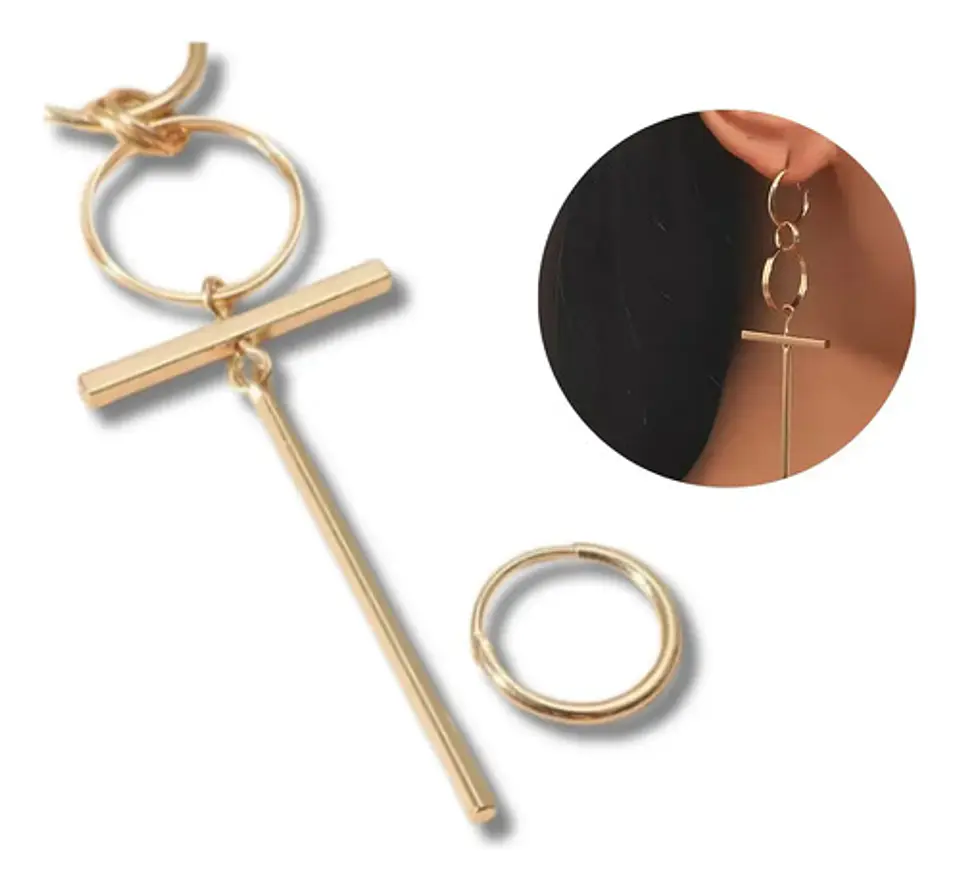Arete Pendiente Solitario Cruz Acero Inoxidable Para Hombre 1