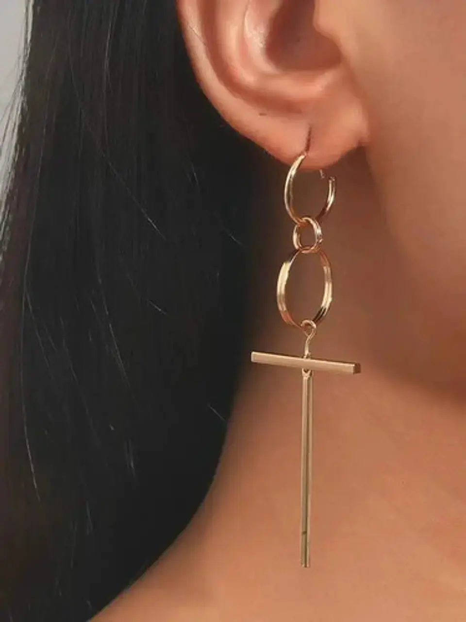 Arete Pendiente Solitario Cruz Acero Inoxidable Para Hombre 2