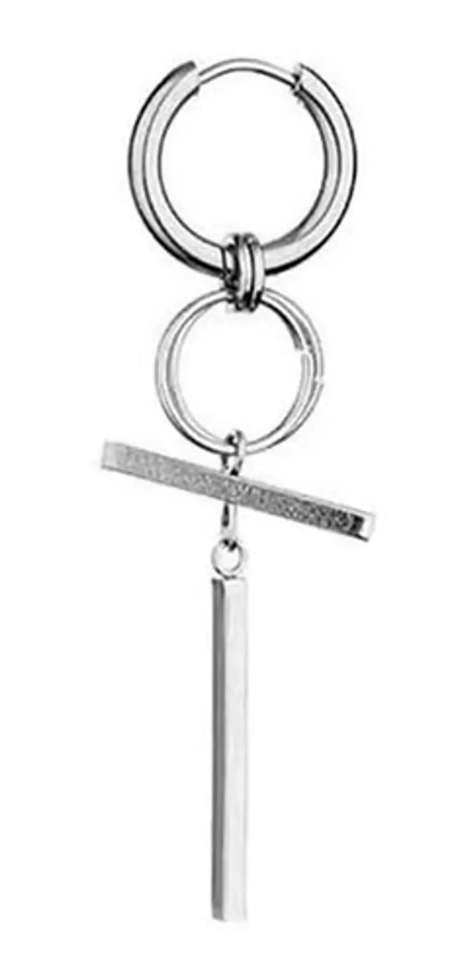 Arete Pendiente Solitario Cruz Acero Inoxidable Para Hombre 6