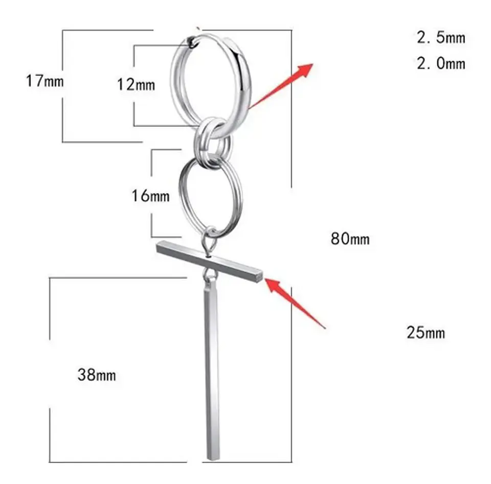 Arete Pendiente Solitario Cruz Acero Inoxidable Para Hombre 7
