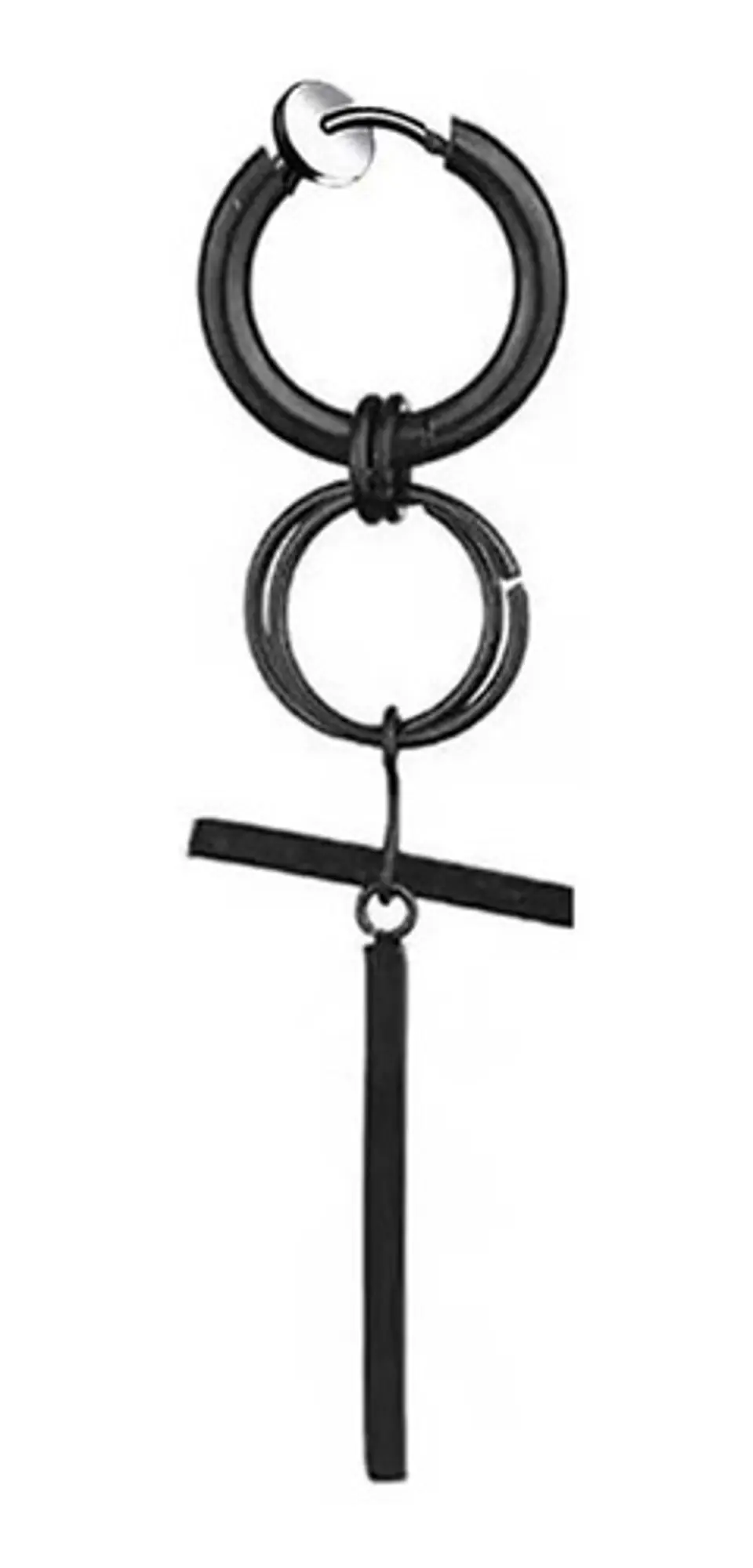 Arete Pendiente Solitario Cruz Acero Inoxidable Para Hombre 9
