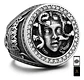Anillo Medusa Mitología Griega Cz Acero Color Plata Hombre - Miniatura 1