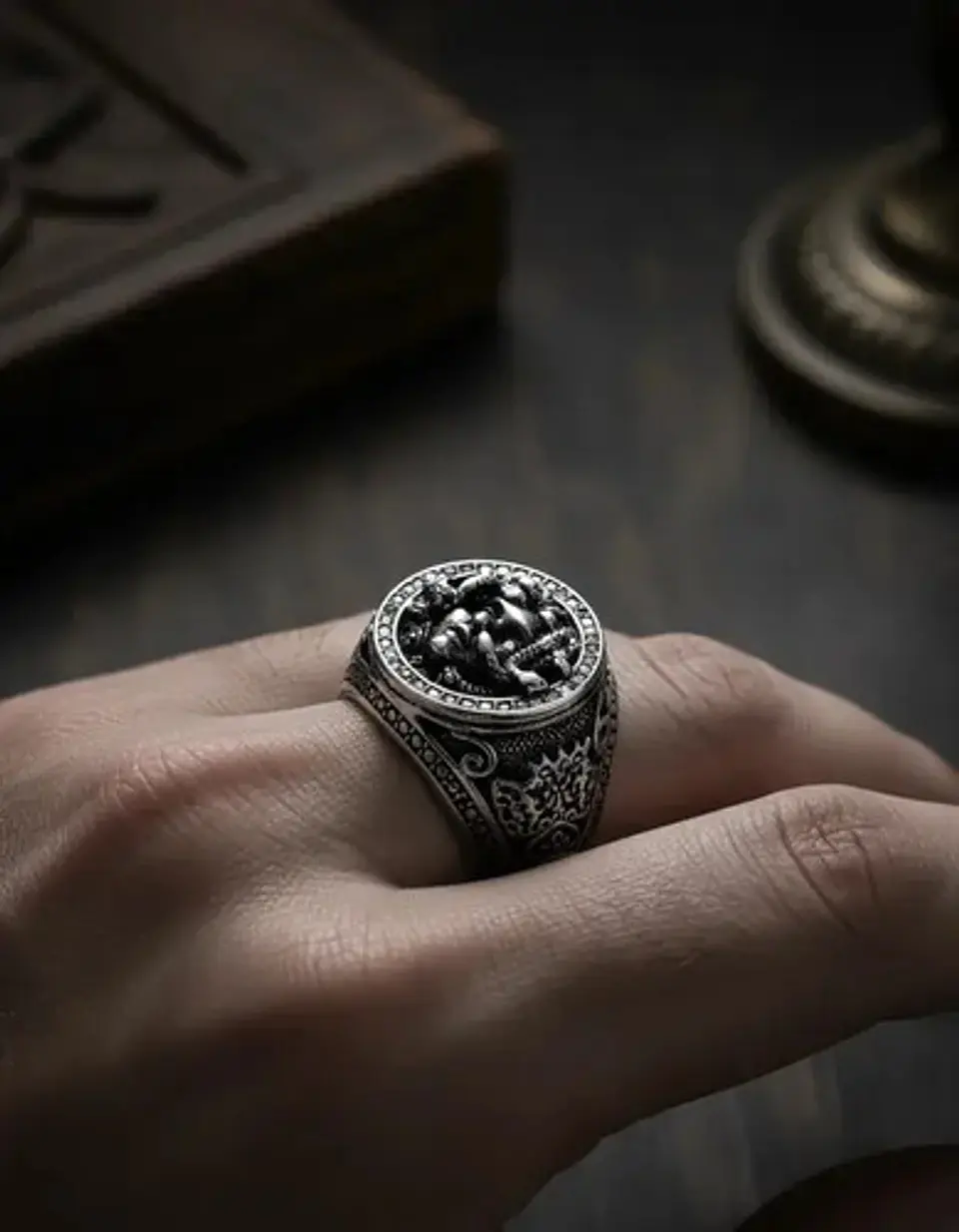Anillo Medusa Mitología Griega Cz Acero Color Plata Hombre 8