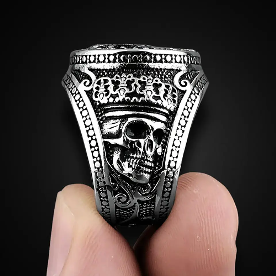Anillo Medusa Mitología Griega Cz Acero Color Plata Hombre 18