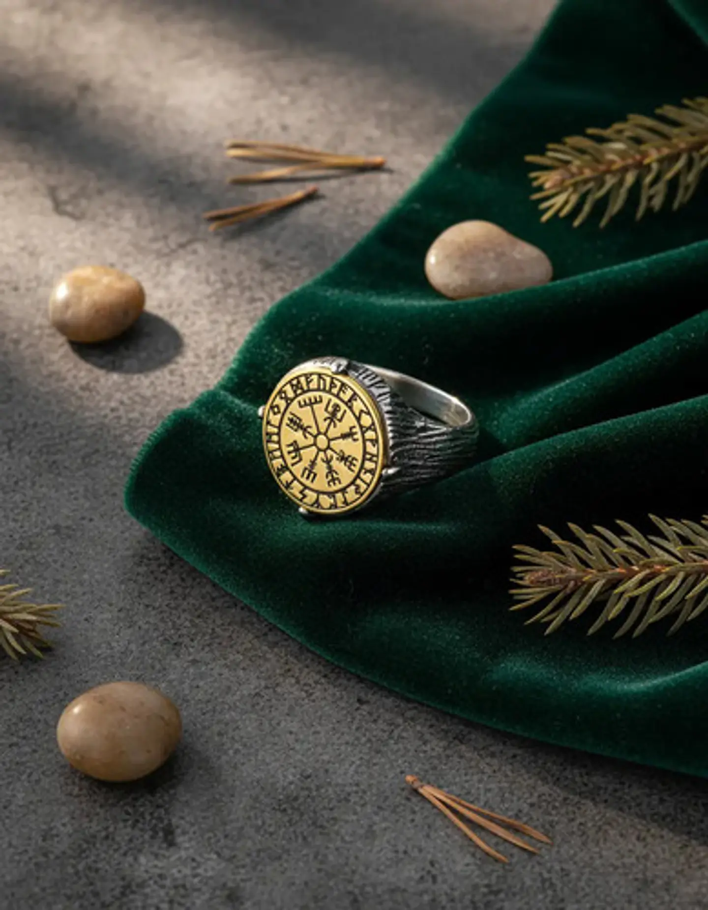 Anillo De Acero Vegvísir Rustico Vikingo Color Plata Hombre 5