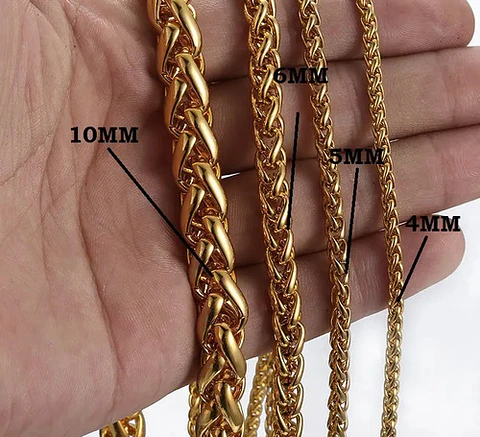 Cadena 5 Mm Acero 70 Cm Color Oro Espiga Urbana Hip Hombre