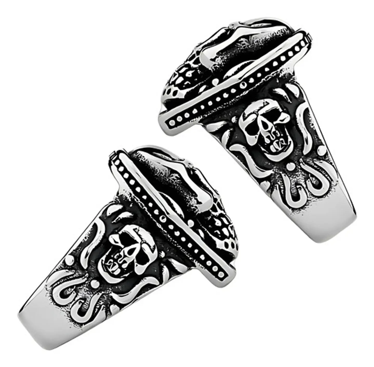 Anillo Hombre Calavera Cráneo Motociclista Acero Color Plata 3