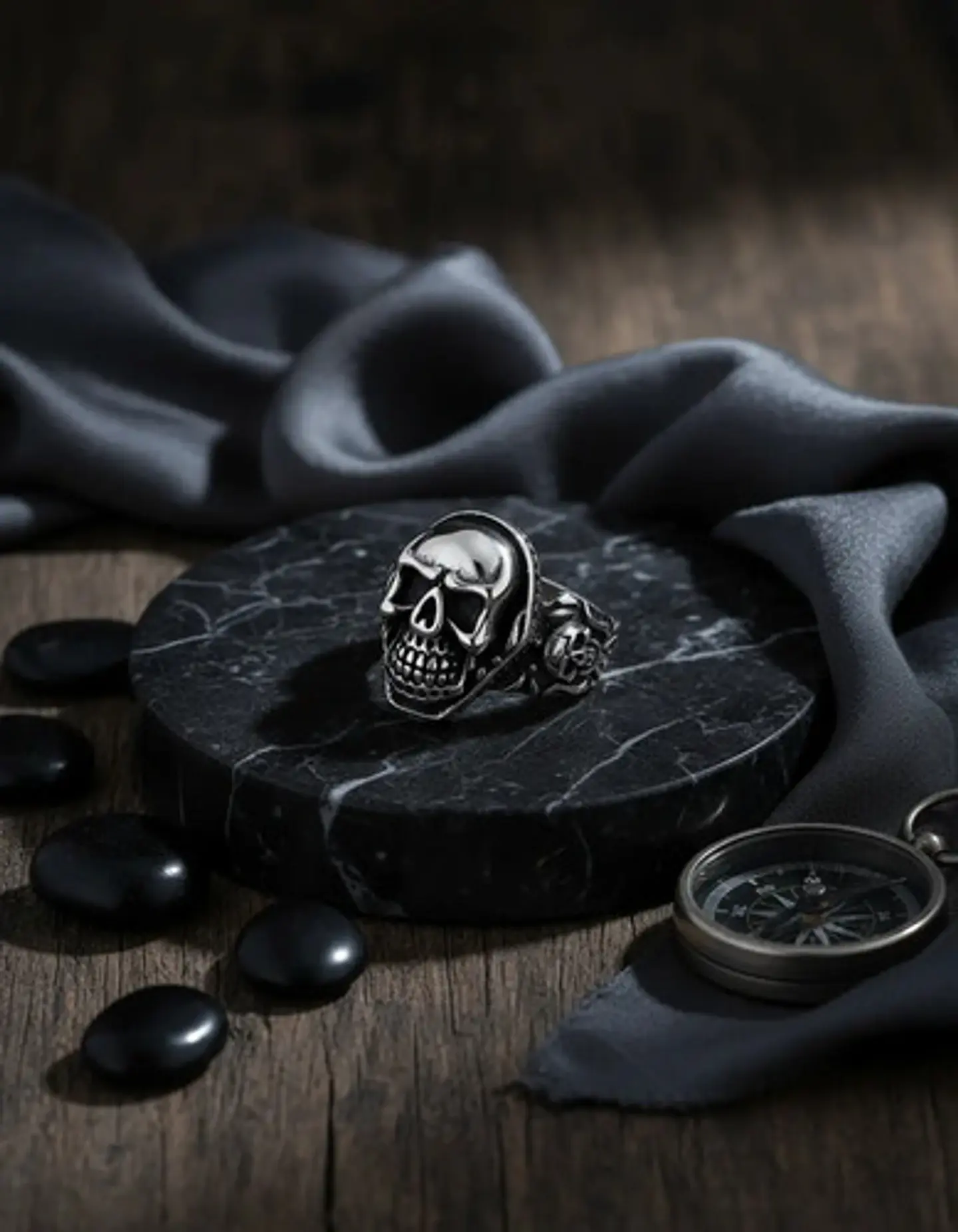 Anillo Hombre Calavera Cráneo Motociclista Acero Color Plata 4
