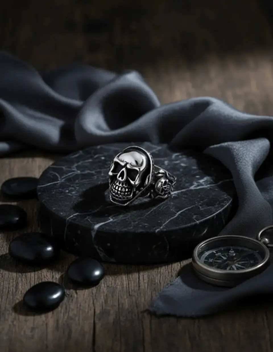 Anillo Hombre Calavera Cráneo Motociclista Acero Color Plata 4