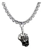 Collar Dije Calavera Mano Cuernos Cráneo Acero Oscuro Hombre - Miniatura 1