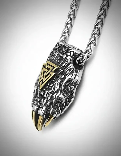 Collar Garra De Oso Nórdico Vikingo Acero Color Plata Hombre