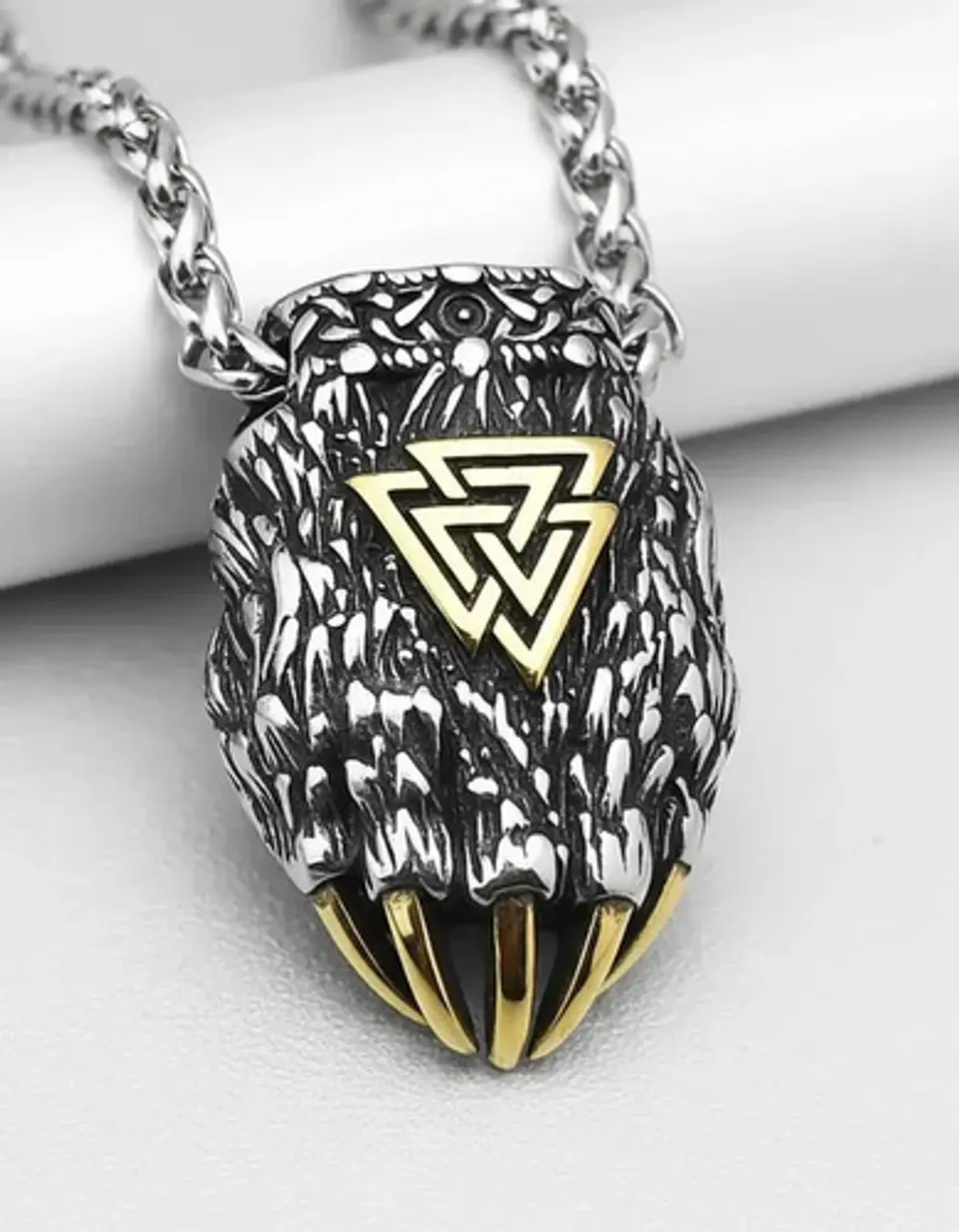 Collar Garra De Oso Nórdico Vikingo Acero Color Plata Hombre 3
