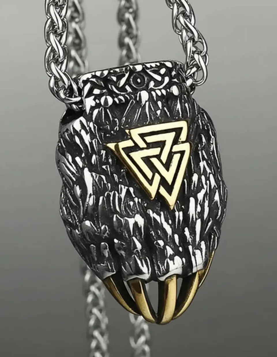 Collar Garra De Oso Nórdico Vikingo Acero Color Plata Hombre 5